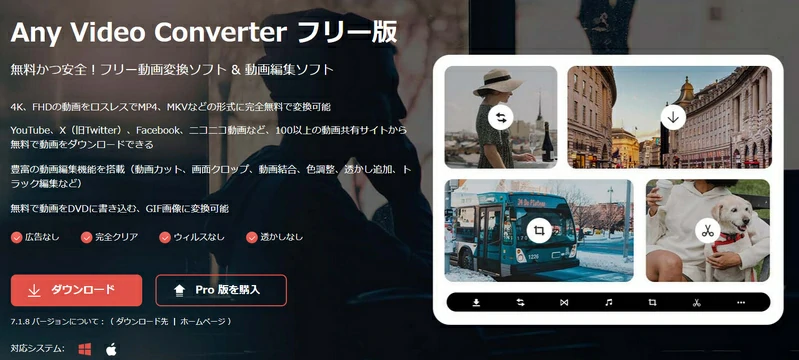 Any Video Converterの製品ページ