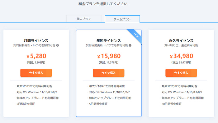 チームプラン価格