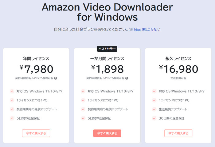 TuneBoto Amazon Video Downloaderの料金
